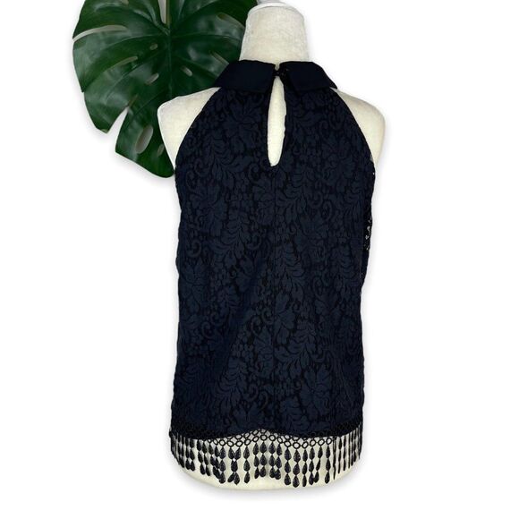 Collective Concepts Peter Pan Collared Top in Black Floral Lace - Picture 4 of 10